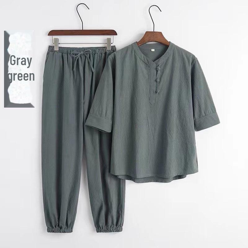 Дзен-буддийский льняной ханьфу: Летняя одежда для медитации для мужчин и женщин