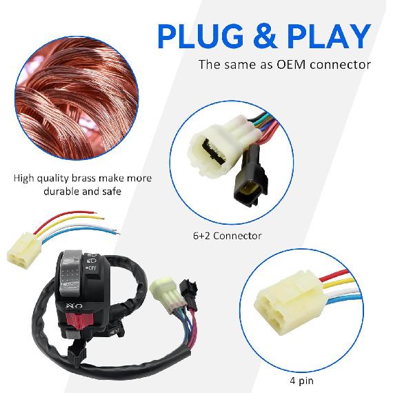 M MATI Выключатель старт-стоп и реле соленоида стартера и разъем и свеча зажигания для Yamaha YFM Big Bear 250/400 Grizzly 350/400/660 Kodiak 400/450 Wolverine 350/450