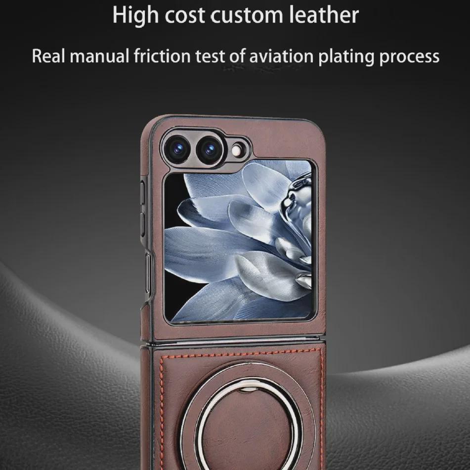 Magnetic Leather Case & Racket Holder for Samsung Galaxy Z Flip6/Flip5