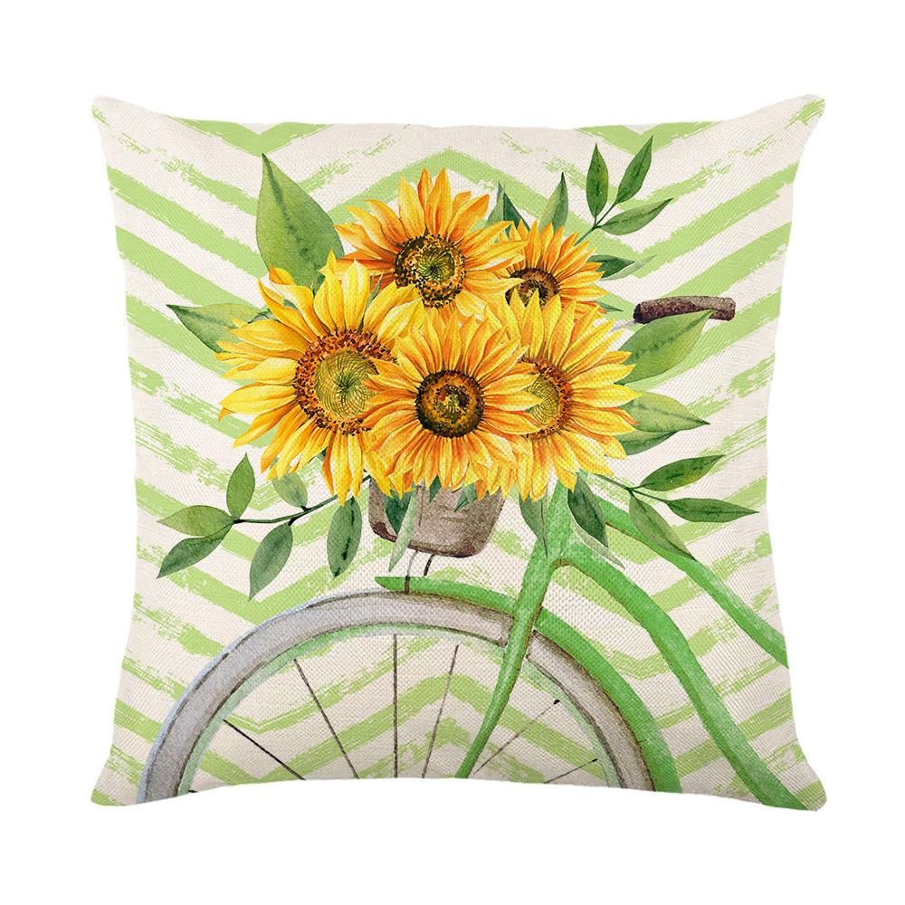Summer Sunflower Pillow Cover Polyester Printed Living Room Sofa Decorative Cushion Cover Bedroom Pillow