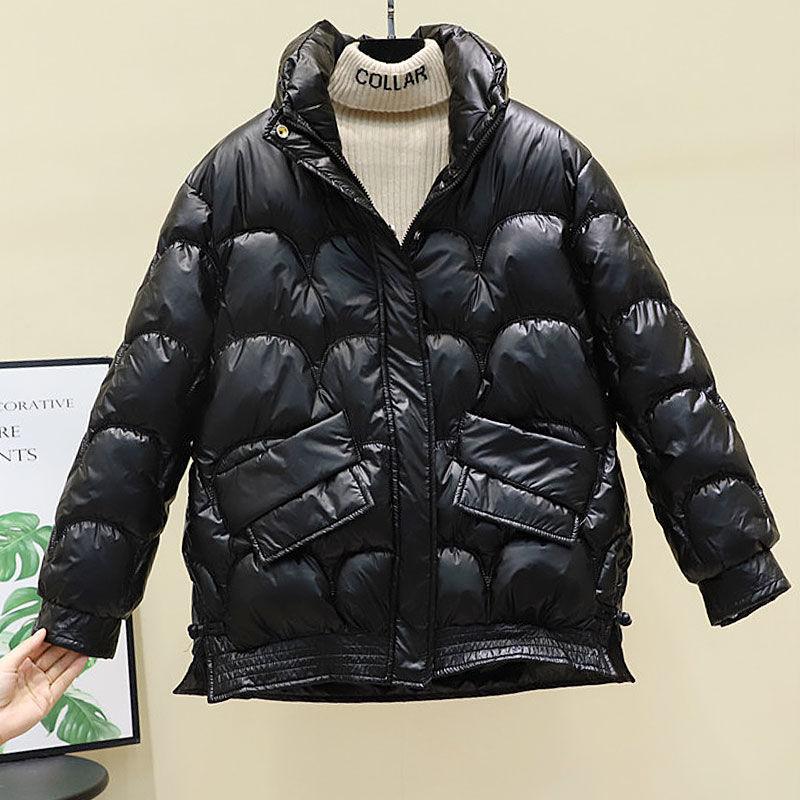 Winter cotton-padded women's new glossy fashion foreign loose cotton-padded jacket small short cotton-padded jacket thickened jacket