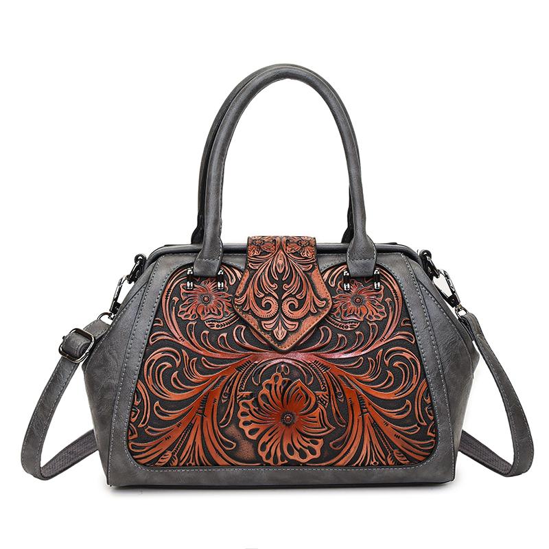 High Quality Vintage 3D Embossed PU Leather Women Shoulder Crossbody Bags Large Capacity Female Handbags Luxury Women's Tote Bag