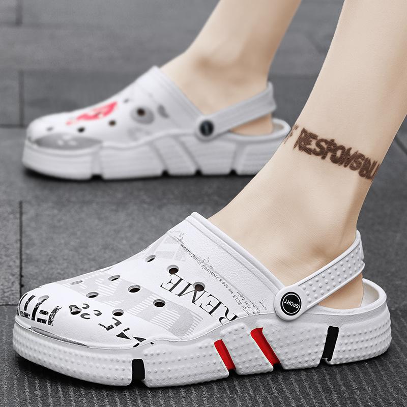 Мужские универсальные сандалии новая платформа уличные нескользящие туфли с отверстиями корейская версия модные пляжные сумка на голову шлепанцы