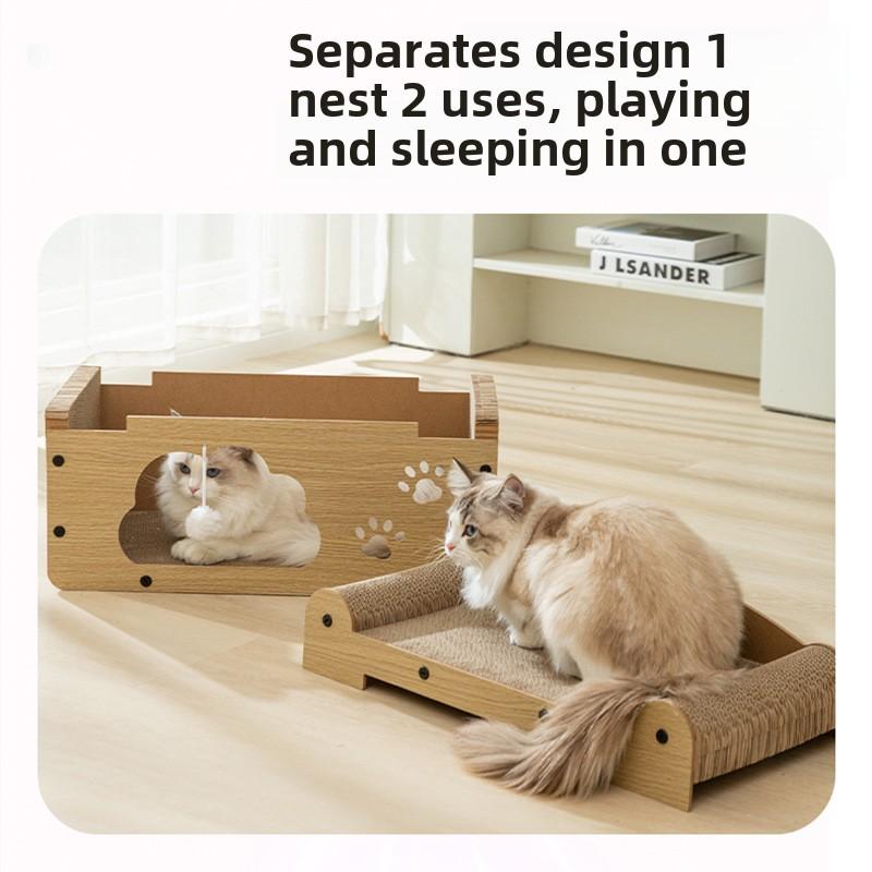 Новая интегрированная кошачья игровая и сонная доска Mansion Villa, двухслойная деревянная кошачья когтеточка, многофункциональное кошачье гнездо, устойчивая к царапинам игрушка для домашних животных