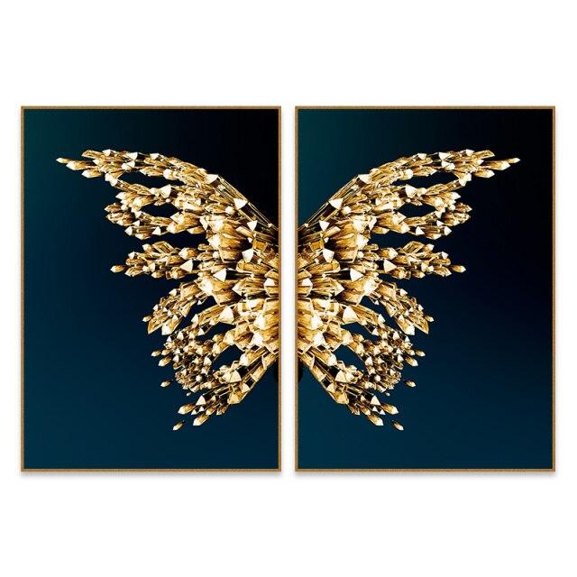 Яркий цвет крылья бабочки скандинавский скандинавский холст хлопок картина Золотая бабочка ретро комната декоративный настенный постер