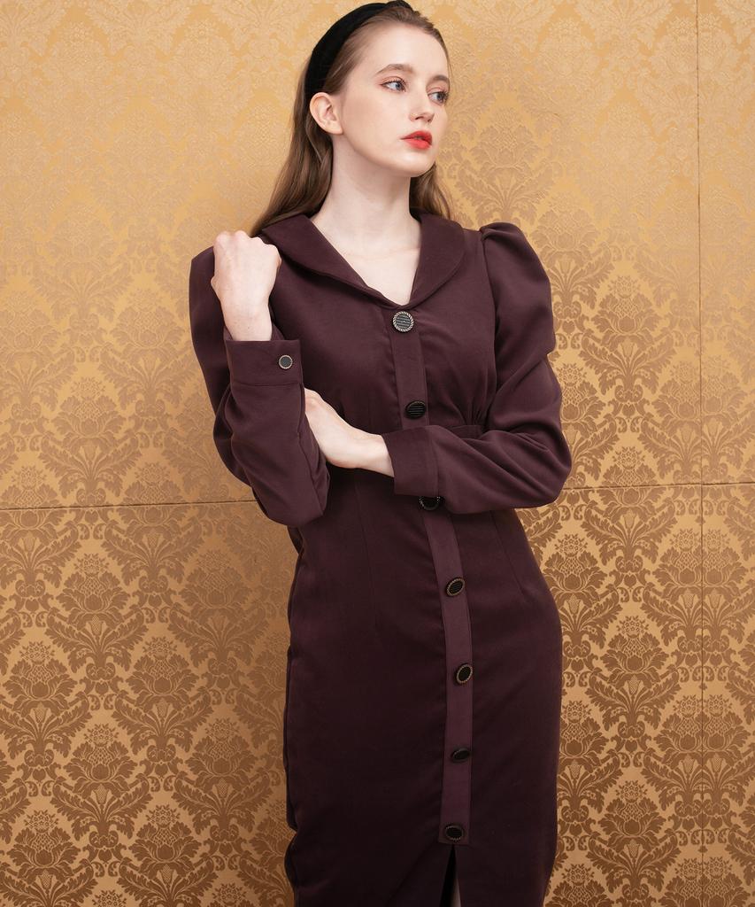 Kathrin Voluminous Sleeve Dress Burgundy
