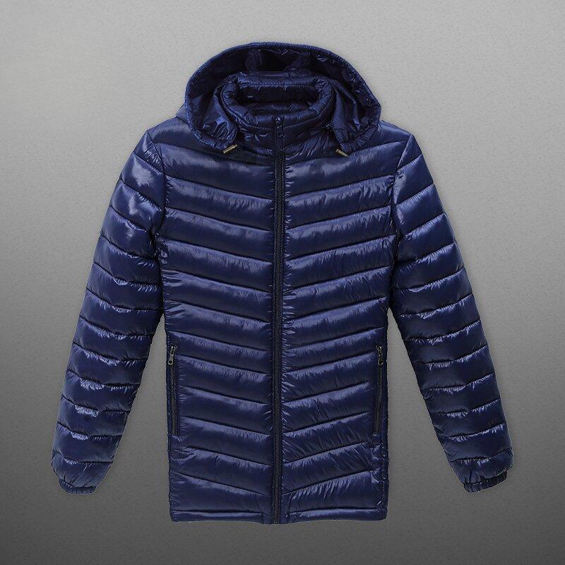 Легкое мужское хлопковое пальто для осени и зимы, сохраняющее тепло и защищающее от холода, плюс большой размер, воротник-стойка, капюшон, верхняя куртка из хлопка