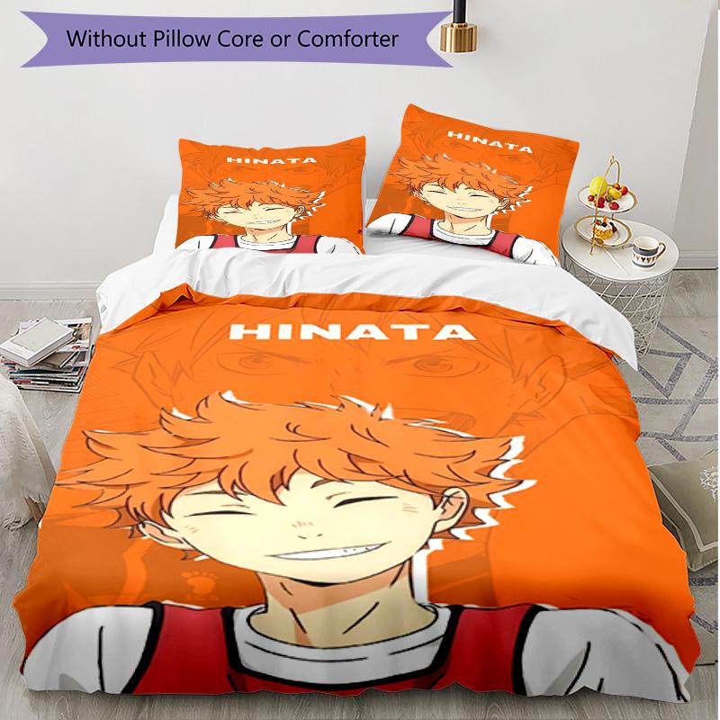 3pcs Duvet Cover Set (1*Duvet Cover + 2*Pillowcase, Without Core), Haikyu Print Soft All‑Season Bedding Set, Home Bedroom Decor Gift