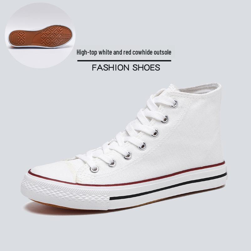 Men's 2023 High-Top Canvas Sneakers: Trendy Korean Style Couple's Casual Shoes