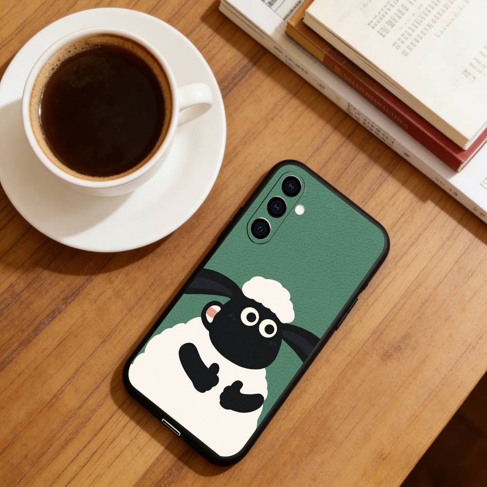 Shaun the Sheep Phone Case For Samsung Galaxy A73,A72,A71,A70,A53,A52,A51,Soft Silicone Black Cover