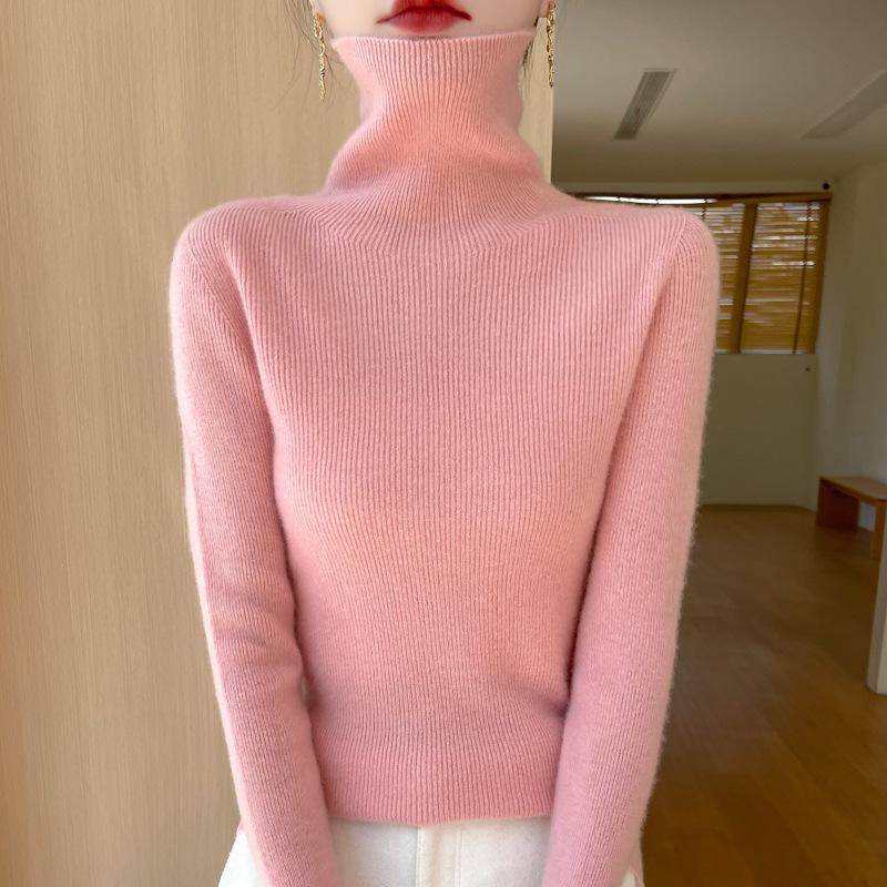 Women's Seamless Slimming Turtleneck Knitwear - Autumn & Winter Velvet Base Layer Sweater.
