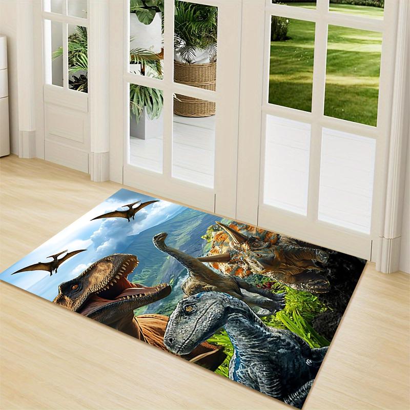 Dinosaur World Adventure Carpet Rug Soft Washable Antislip Home Living Room Sofa Mats Personalized Christmas Rug