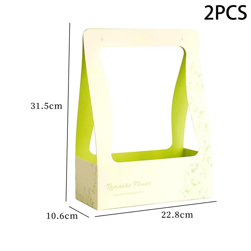 Coffee Flower Cake Dessert Packaging Box Portable Flower Gift Bag Kraft Paper Holder Photo Favor Drink Carrier With Handle