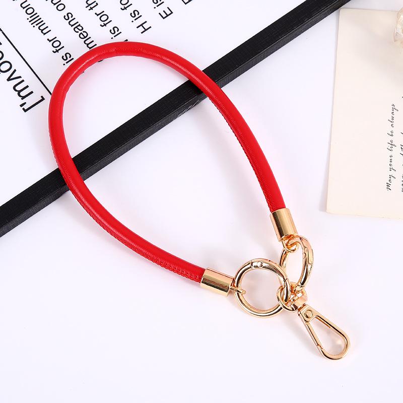 Trendy 6mm Leather Cord Keychain: Fashionable Wrist Strap Mobile Phone Lanyard