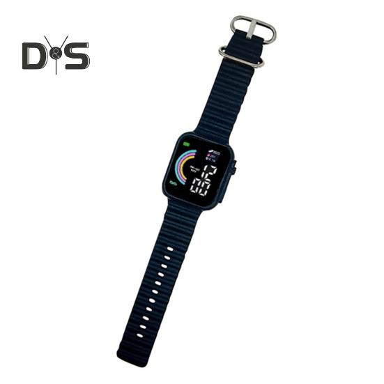 LED Electronic Watch Square Rainbow Dial Solid Color Soft Anti-slip Strap Adjustable Kids Students Casual Sports Digital Wristwatch Birthday Gift