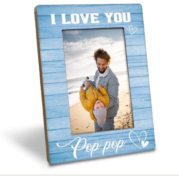 Pop Pop Gifts, I Love You PopPop Photos Frames, Holds 4 x 6 Inch Photo, Farmhouse Wooden Picture Frame Gifts, Father's Day Gift for Grandpa, Grandpa