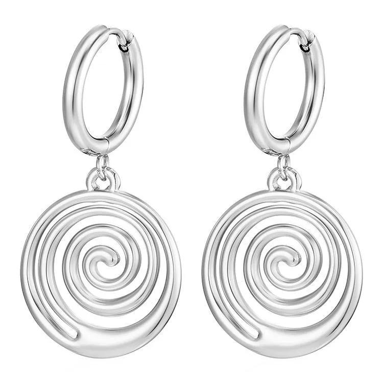 LT-MS-566 Fashion Trend Pendant Earrings for Women Trendy Electroplated 18K Gold Stainless Steel Hoop Earrings