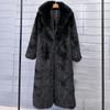 Women's Extra Long Faux Fur Coat with Suit Collar