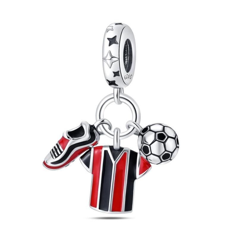 Fashion 925 Silver Football Jersey Badminton Baseball Dumbbell Sports Charm Beads Fit 925 Bracelet DIY Birthday Jewelry