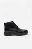 Men's Fashion Genuine Leather Thin Heeled Booties Black Lace-up Zippered Boots Shoes