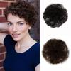 Women Short Curly Hair Extensions Pure Color Cover Hair Loss Grey Hair Natural Synthetic Curly Hairpiece