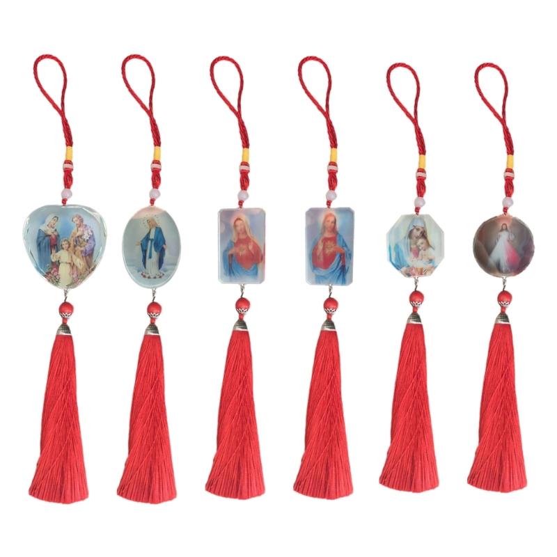 Украшения для подвески автомобиля Девы Марии для зеркала заднего вида, христианский декор интерьера автомобиля, подвесные украшения для автомобиля, аксессуары