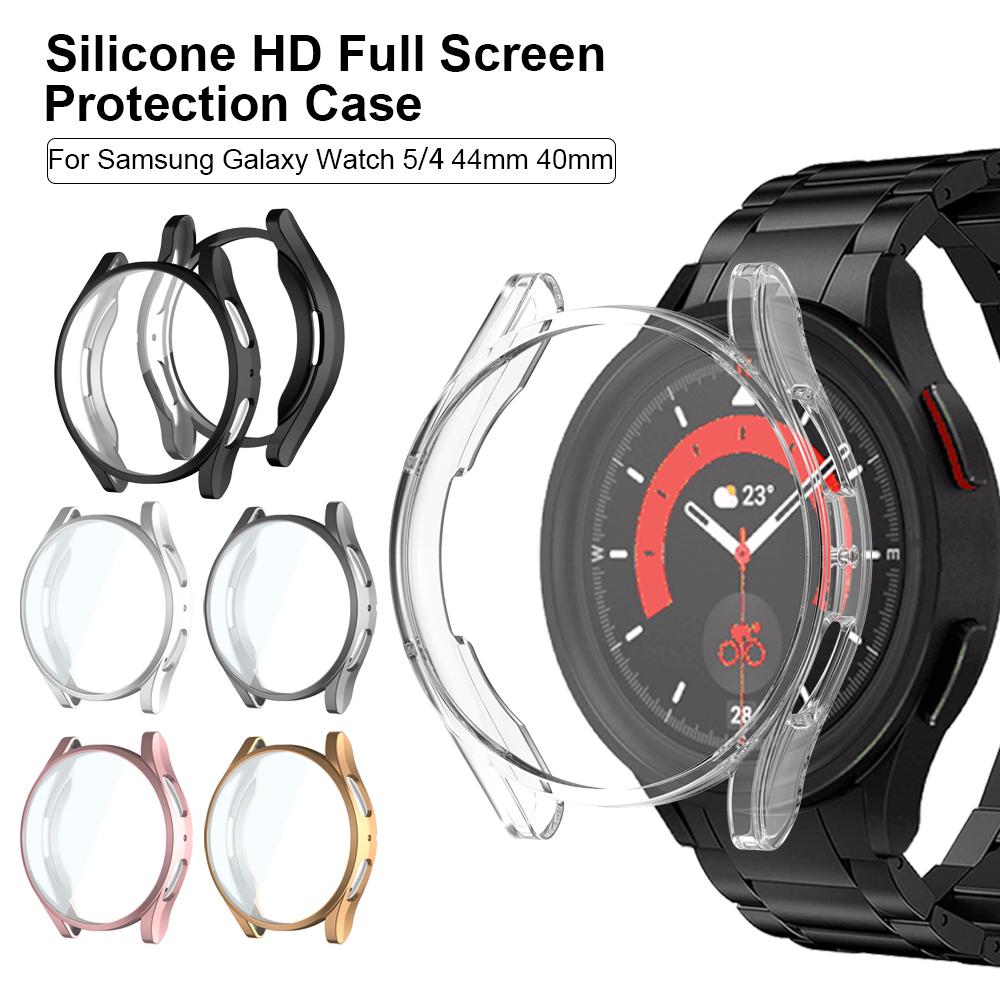 Защитный чехол для Samsung Galaxy Watch 5 44 мм 40 мм SM-R900 R910 / Galaxy Watch 4 Силиконовый HD Полный экран Защитная крышка Чехлы