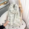 College Sweet Girl Fashion Flower Print Scarf Warm Thickened Imitation Cashmere Fringed Scarf