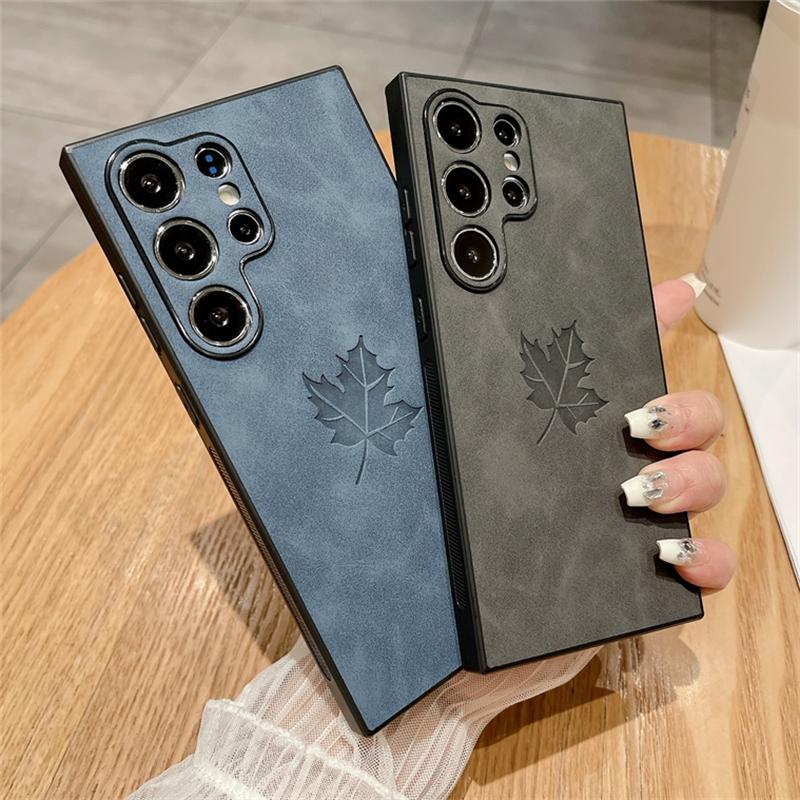 Чехол из ПУ-кожи с тиснением кленовых листьев для Samsung S25 S24 S23 S22 S21 Plus Note 20 Ultra A56 A36 A26 A16 A55 A54 A15 A34