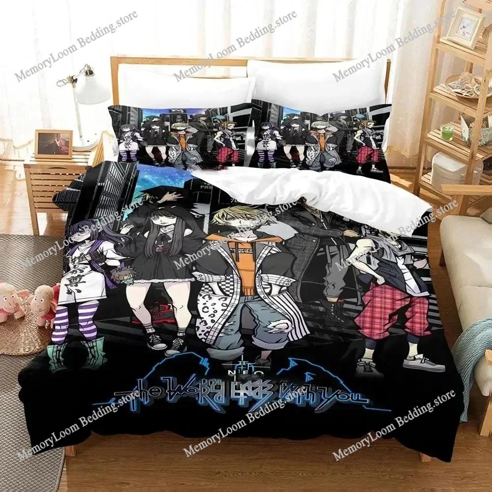 The World Ends with You Неку Сакураба Комплект постельного белья Мультяшный Аниме набор Взрослый Детская спальня Пододеяльник Комплекты 3D Печать Кавайи Аниме