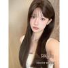 Silk Happy Long Straight Black/Brown Wigs for Women with Round Faces - Natural Lolita Style