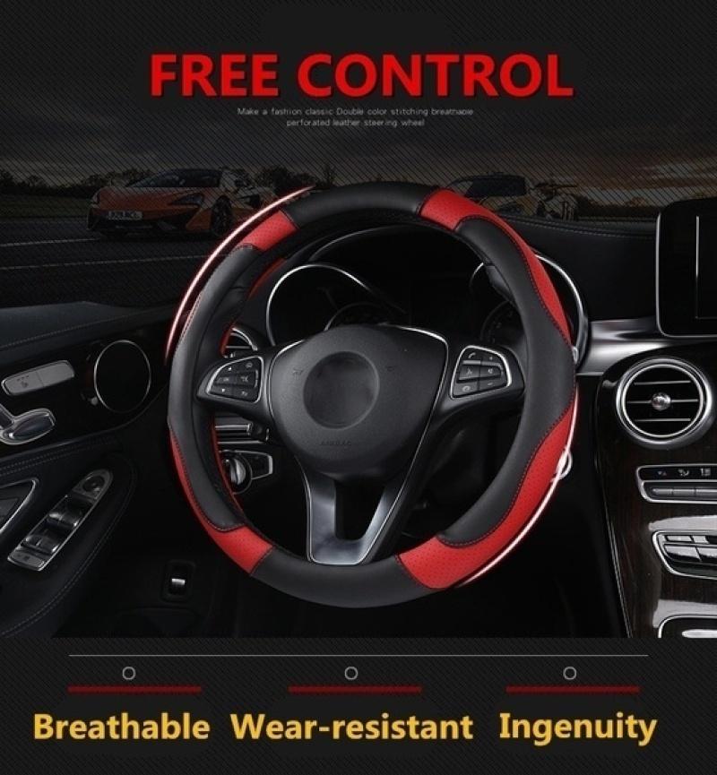 38 см/15 дюймов дышащий чехол на руль из искусственной кожи, аксессуары для рулевого колеса, чехол на руль автомобиля