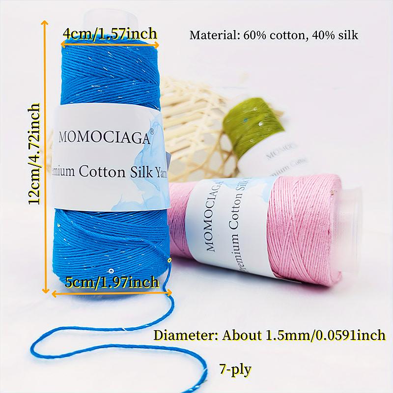 1 шт. Пряжа ручной вязки для подарка, сделай сам, блестящая шелковая нить с пайетками, пряжа из чистого хлопка и натурального шелка ручной работы, вязальная пряжа с серебряной нитью