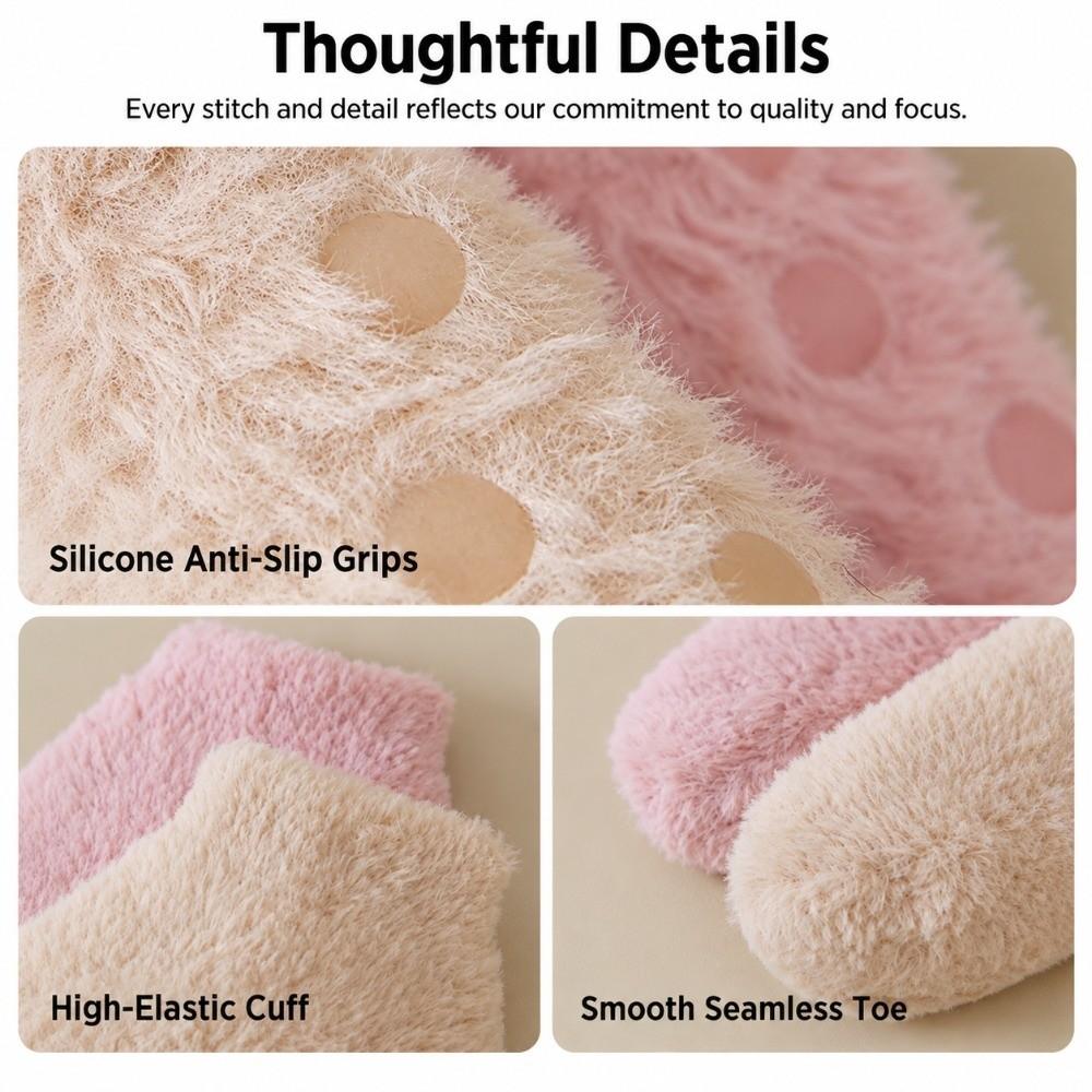 1 Pair Thick Slipper Socks Coral Fleece Indoor House Socks Soft & Warm Non Slip Floor Socks  Winter