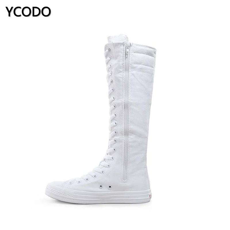 Весенне-осенние женские ботинки, парусиновые сапоги до середины икры, повседневная обувь с высоким берцем, длинные сапоги, удобные ботинки на плоской подошве со шнуровкой, размер 34-43