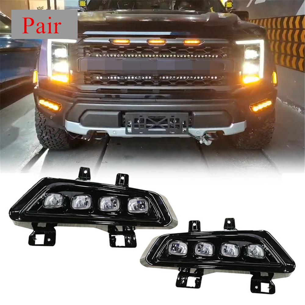 2× LED Daytime Running Lights Flowing Turn Signal Lamp For Ford F150 Raptor 2022