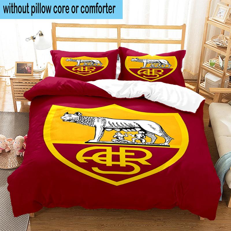 3pcs Rome Wolf Football club Printed Bedding Set Duvet Cover Closure Includes 1 Duvet Cover & 2 Pillowcases Bedding Sets Home Decor Gifts