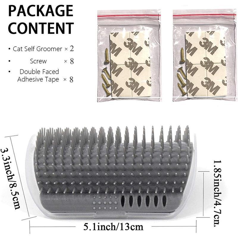 Cat Self Groomer Wall Corner Brush with Catnip, 2 Pack Softer Cat Corner Scratcher Self Grooming Massage Combs for Long Short Fur Cats Kitten