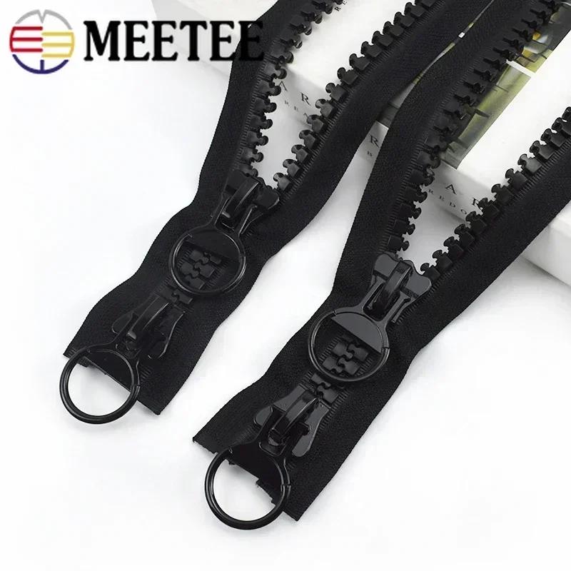 Meetee 75-150cm 20# Large Black Resin Zipper Double-slider Open-end Zip Down Jacket Coat Tent Zips Repair Sewing Accessories