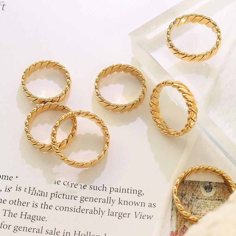 316L Stainless Steel Rings For Women Gold Plated Waterproof No Fading Women's Simple Ring Couples Jewelry Gift