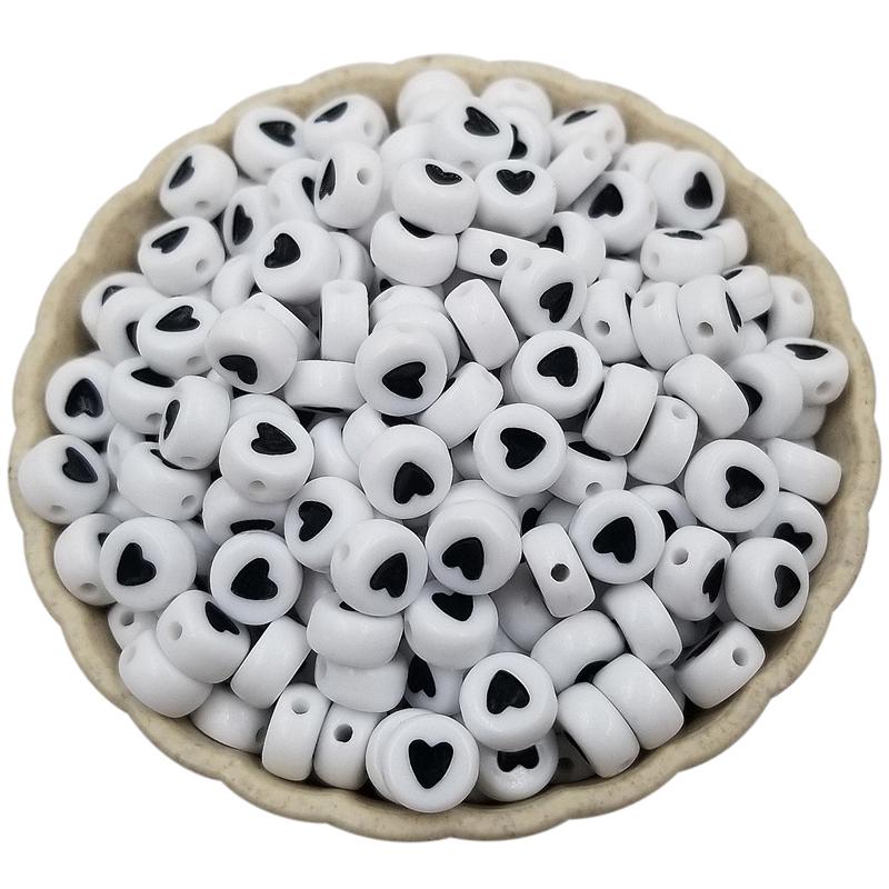 50 шт., 7 мм, белые бусины, разноцветные бусины в виде сердца любви, бусины для самостоятельного изготовления ювелирных изделий, принадлежности для рукоделия