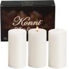 KAMMAK Pillar Candles, Set of 3, 75mm Diameter X 152mm Height, Burn Time: Approximately 168 Hours, Unscented (White)