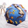Otter, Autumn Leaves Theme 8 Bone Hand Automatic Folding Umbrella, Compact and Portable Design, A Perfect Gift for Birthday, Christmas or Bu