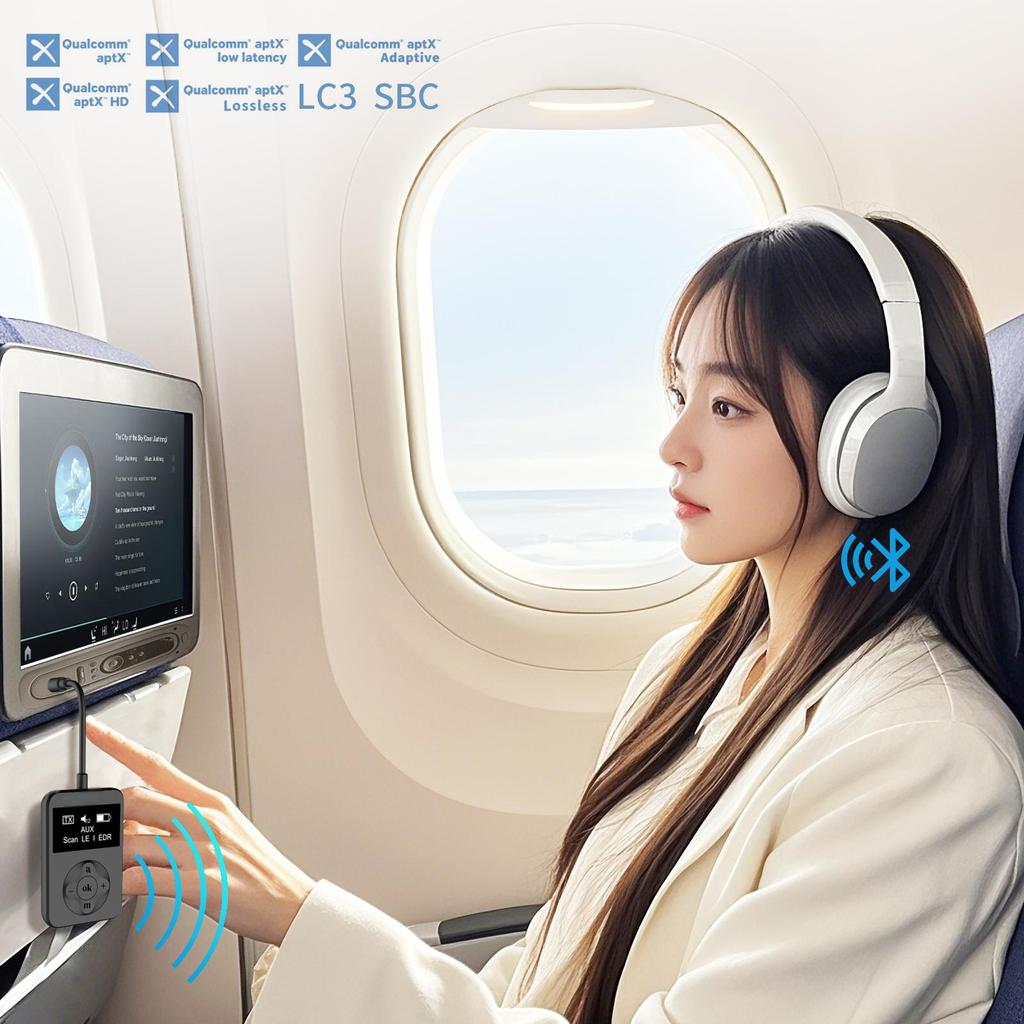 Беспроводной передатчик Auracast BT 5.4 LE Audio Адаптер для Наушников/LC3/Самолета/ТВ/ПК/Игр с Auracast Aptxlossless