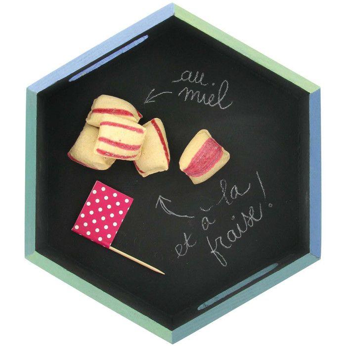 MégaCréa DIY - Plateau en bois hexagonal 20 x 18 x 4 cm