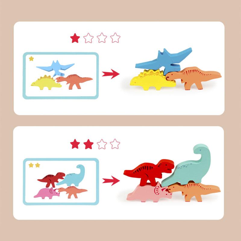 Деревянная игрушка-пирамидка «Динозавры», цветная, с фигурками животных, балансирующая игра, развивающие игрушки, тренировка мелкой моторики для детей