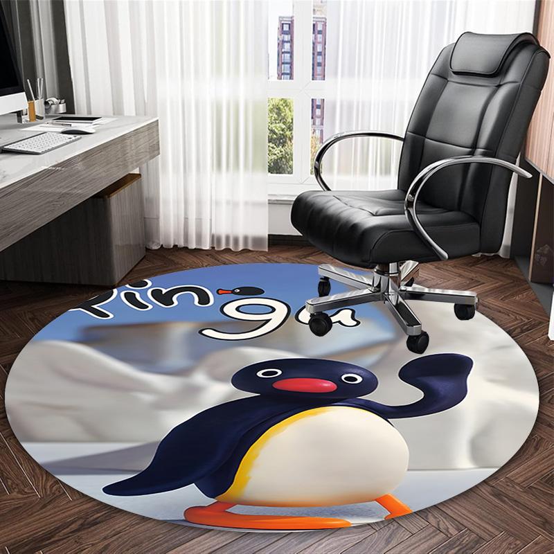 1pc Pingu1 Carpet, Round Rug, Comfortable, Suitable for Entryways, Living Rooms, Office, And Bedrooms, Christmas Decoration