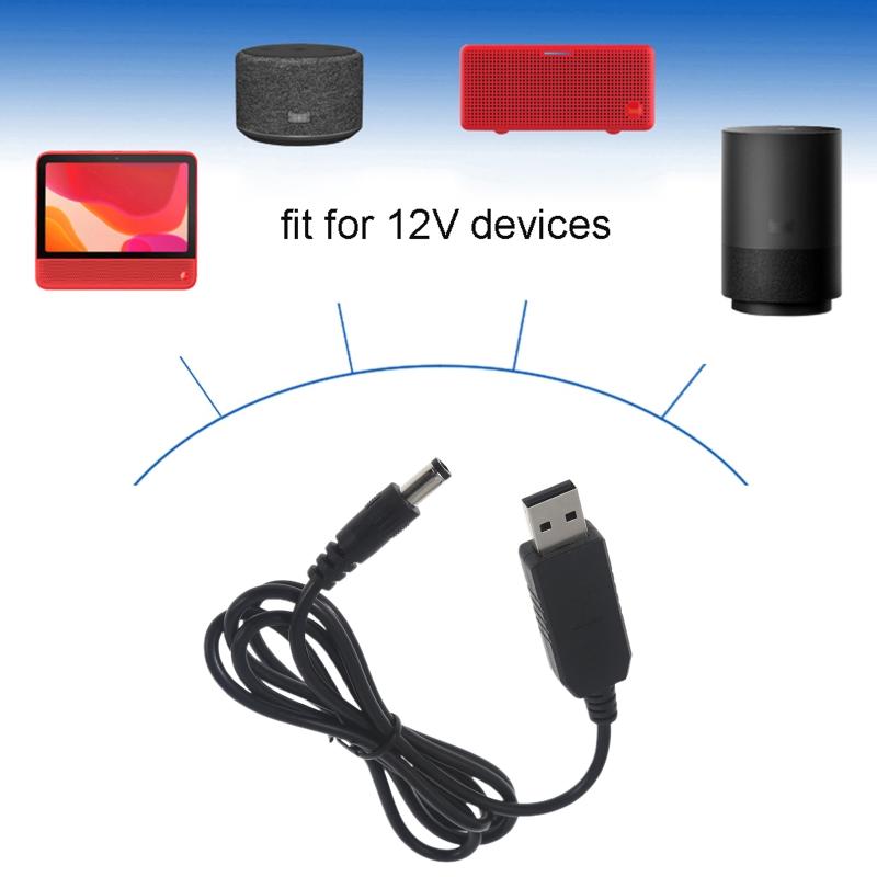 QC3.0 USB to 12V 1.5A 18W 5.5x2.5mm Step Up Line Converter Cable for WiFi Router Modem Table Lamp Speaker Fan 100CM