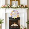 Yousheng Wooden Easter Door Wreath for Front Door Happy Easter Bunny Eggs Porch Sign for Spring Window Wall Hanging Decor
