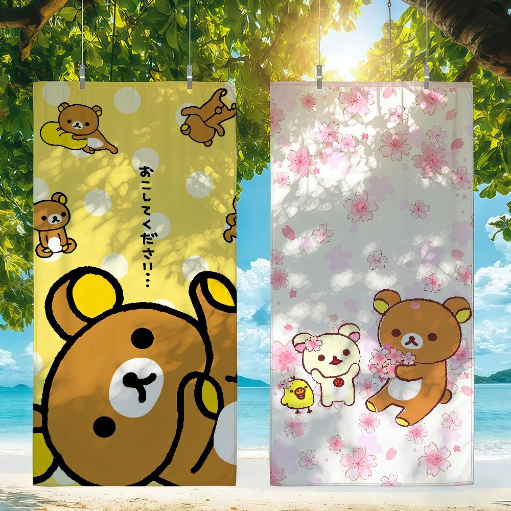 Милое Полотенце R-Rilakkuma Пляжное Полотенце Дорожное Легкое Приятное для Кожи Для Бассейна Пляжа Кемпинга Круиза Лето